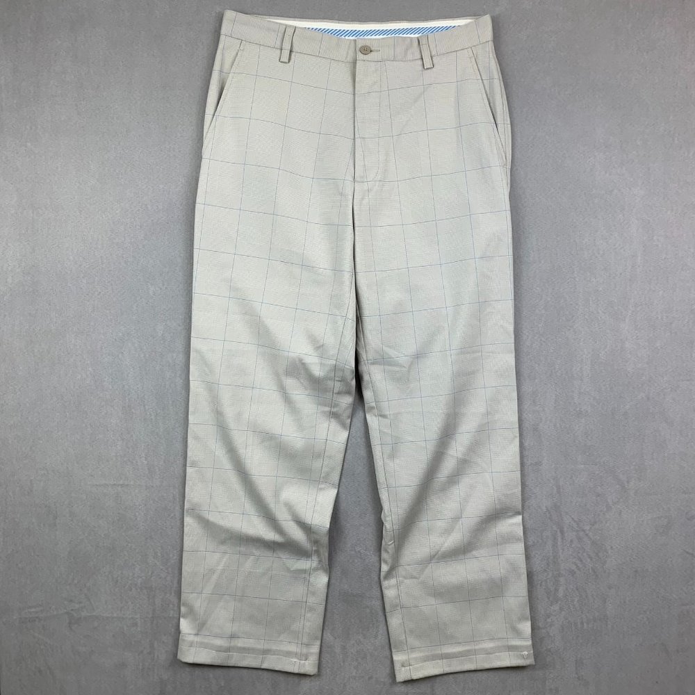 FootJoy Mens Pants 32x32 Beige Plaid Golf Chino Straight Stretch Spandex Golfing